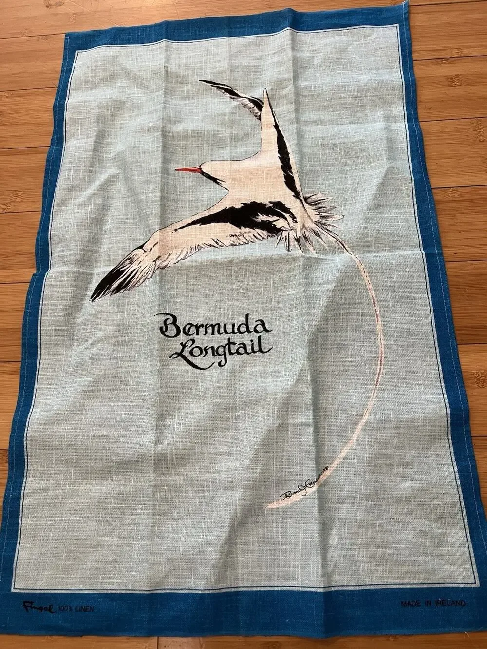 New Bermuda Longtail Bird 100% Linen Tea Towel Made In Ireland